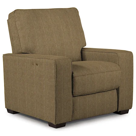 Contemporary Power Space Saver Recliner with Exposed Wood Legs